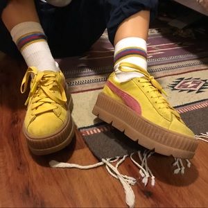 Fenty PUMA Yellow and Pink Sneakers